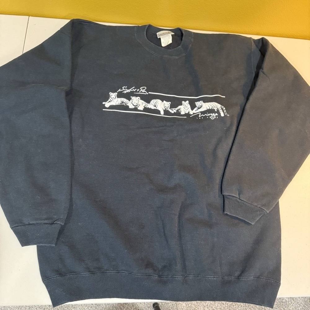 Vintage 80's Siegfried & Roy 3D Puffer White Tigers Sweatshirt Vegas Size XL